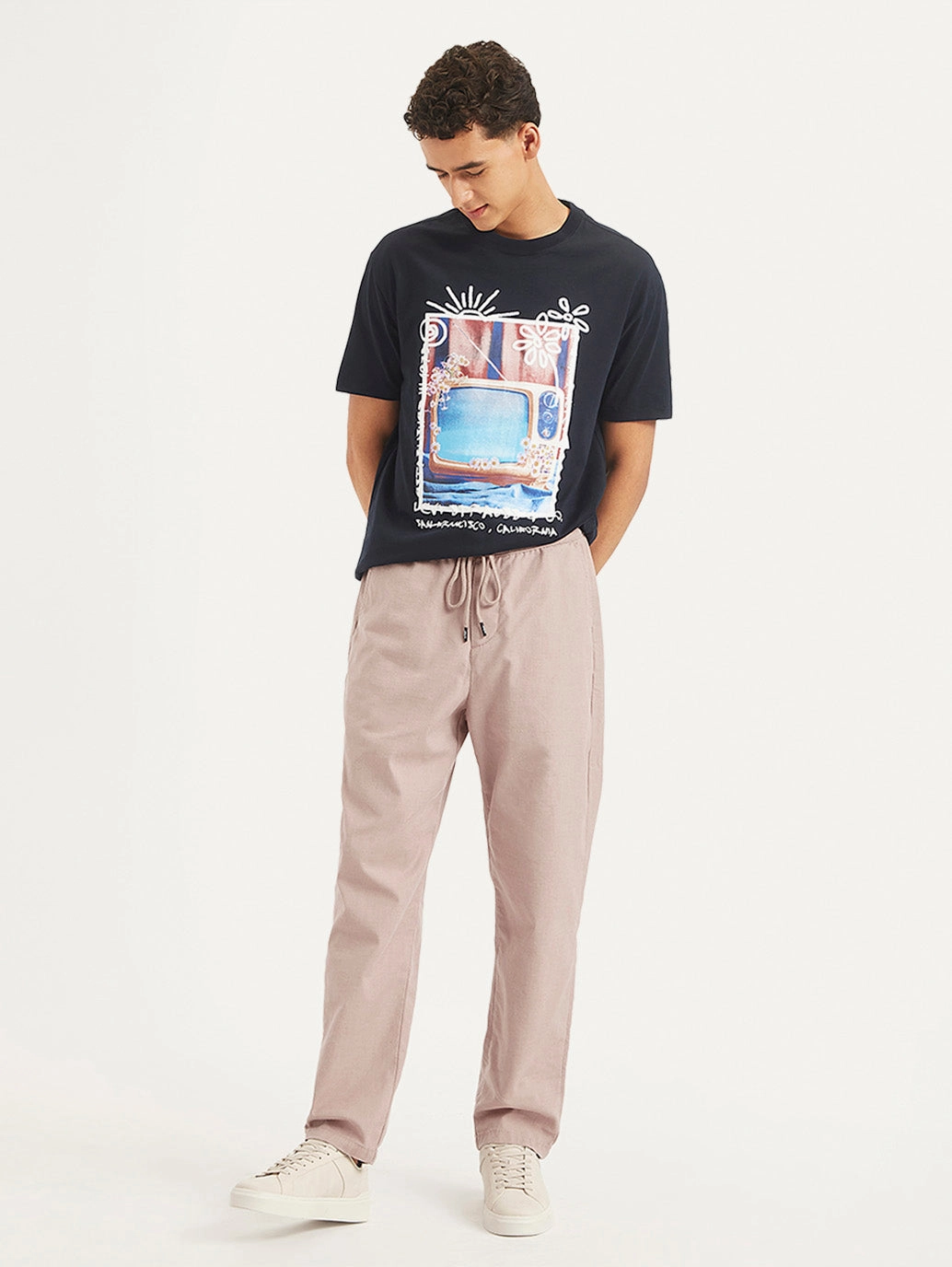 Smooth Texture Athletic Comfort Men's Pink Regular Fit Joggers