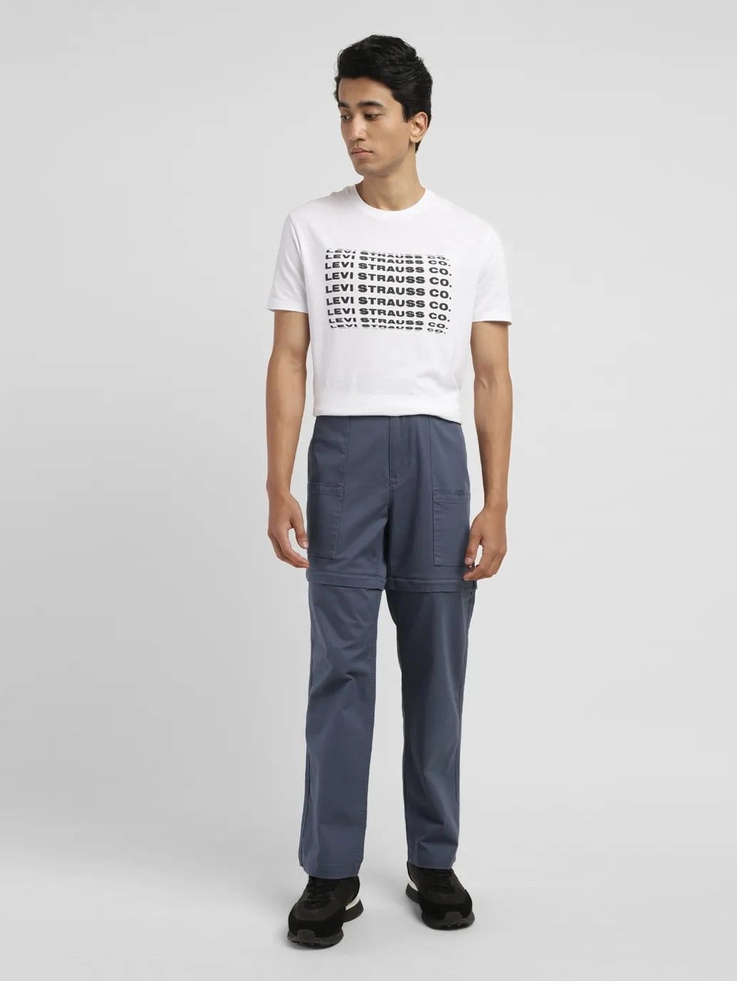 Men's Blue Loose Fit Cargos Effortless Look Comfortable Layering