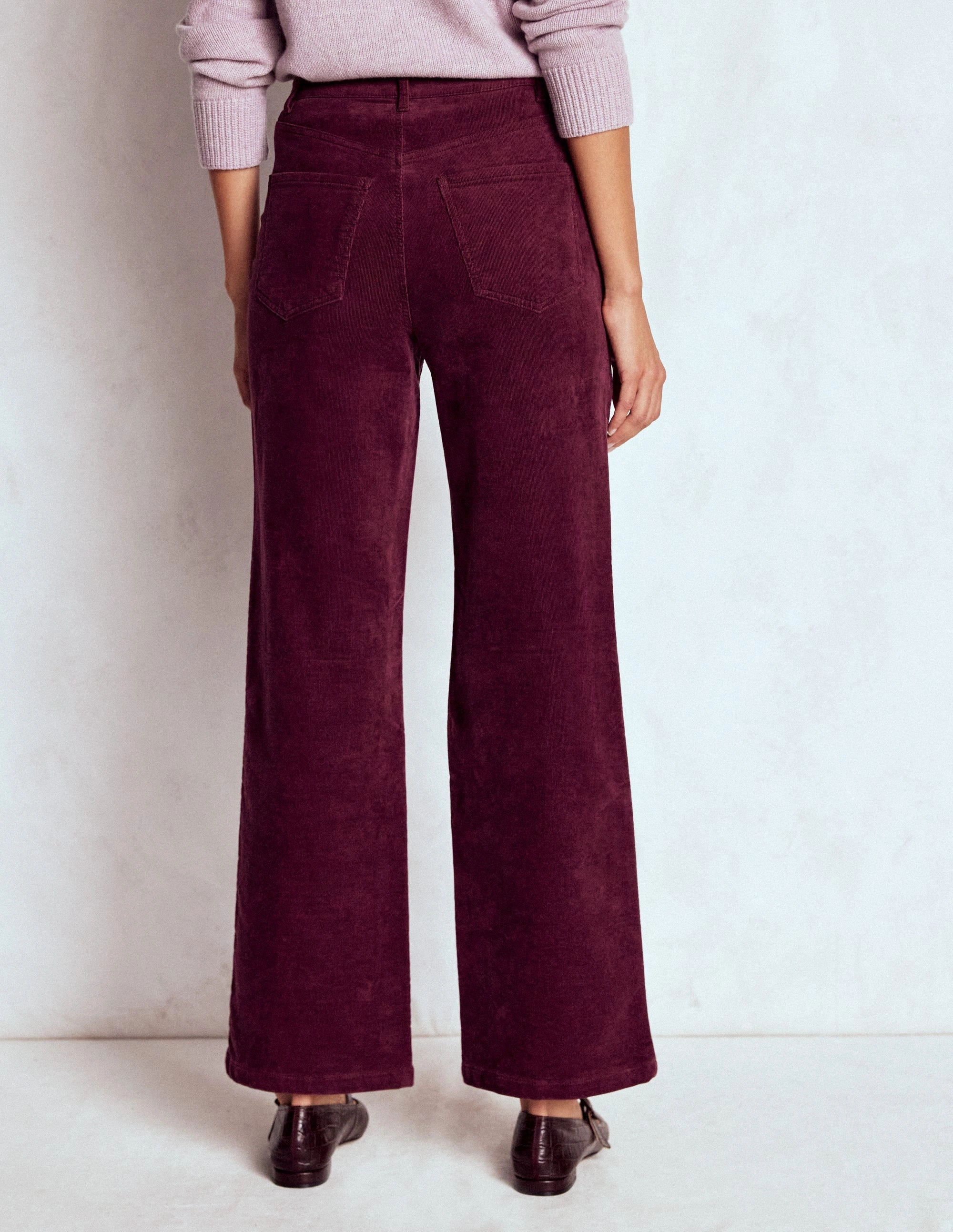 Cozy Casual 5-Pocket Cord Column Jeans-Burgundy