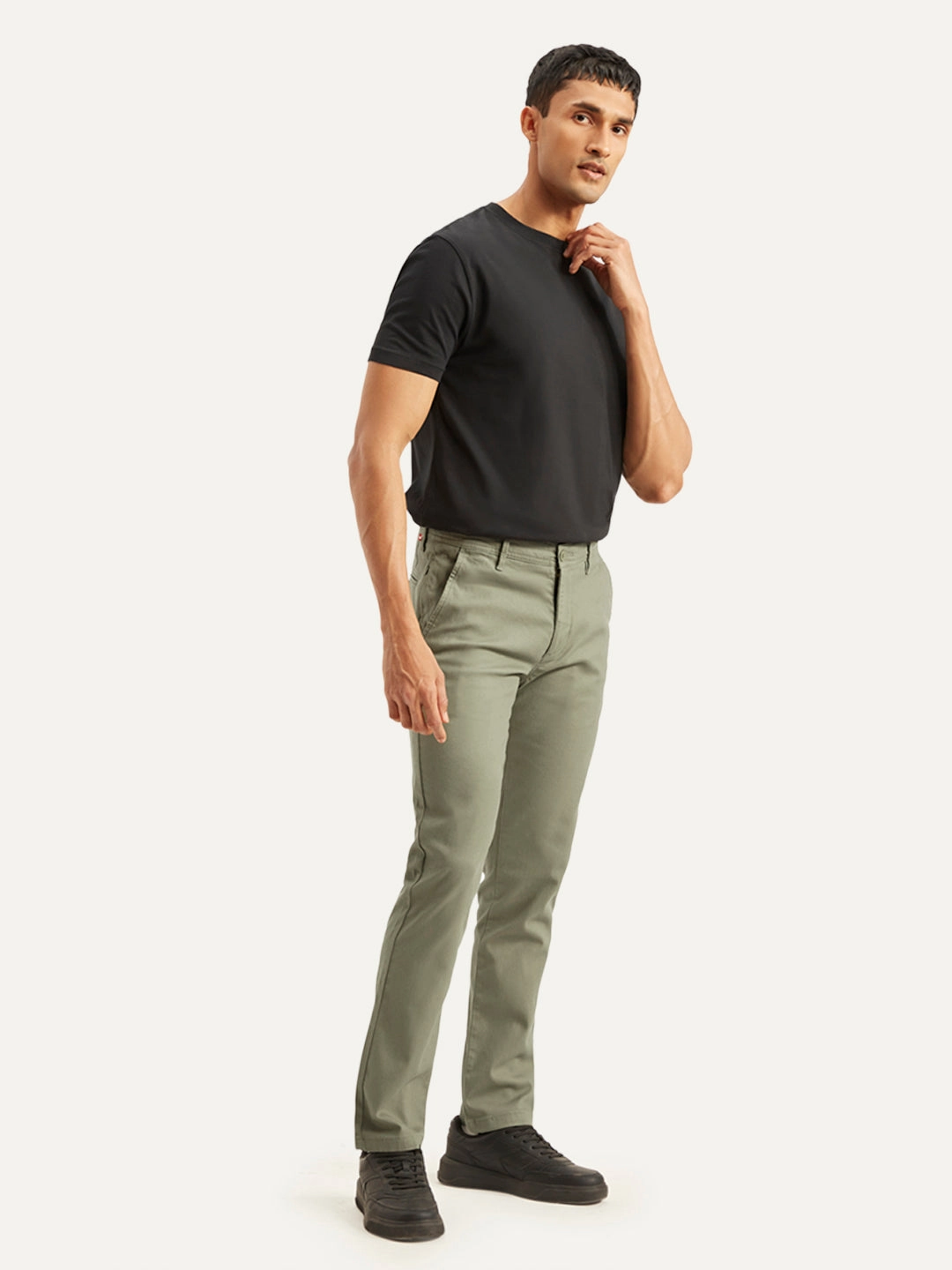 Men's Olive Slim Fit Chinos Easy Fit Design Anti Pilling Treatment