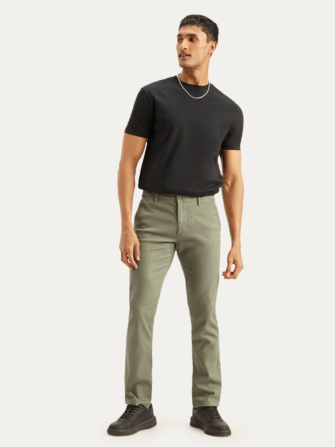 Men's Olive Slim Fit Chinos FlexibleMobilityDesign