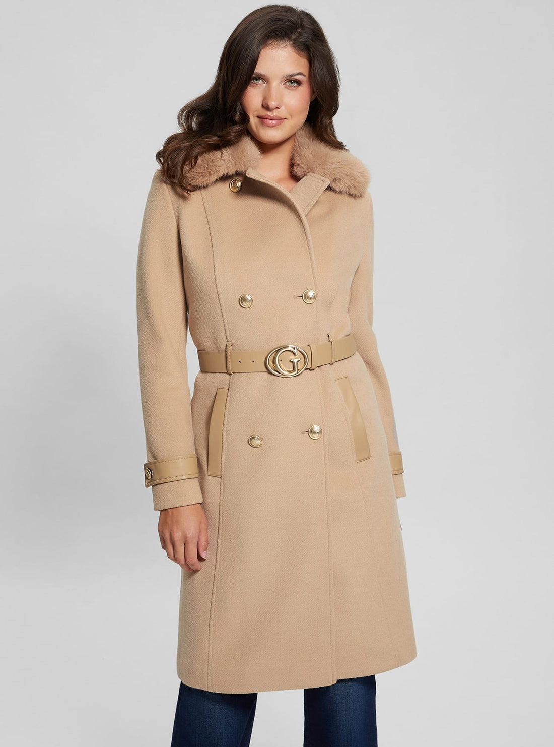 Primaloft Insulation Beige Amelia Belted Coat