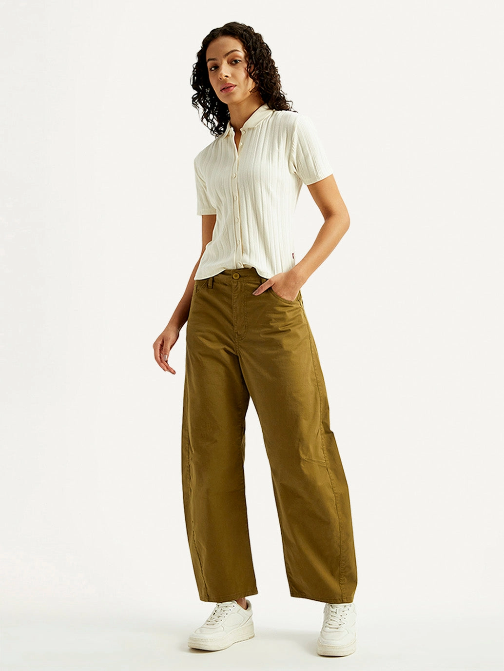 tailored look Stylish Cut Women's Brown Loose Fit Mid Rise Trousers