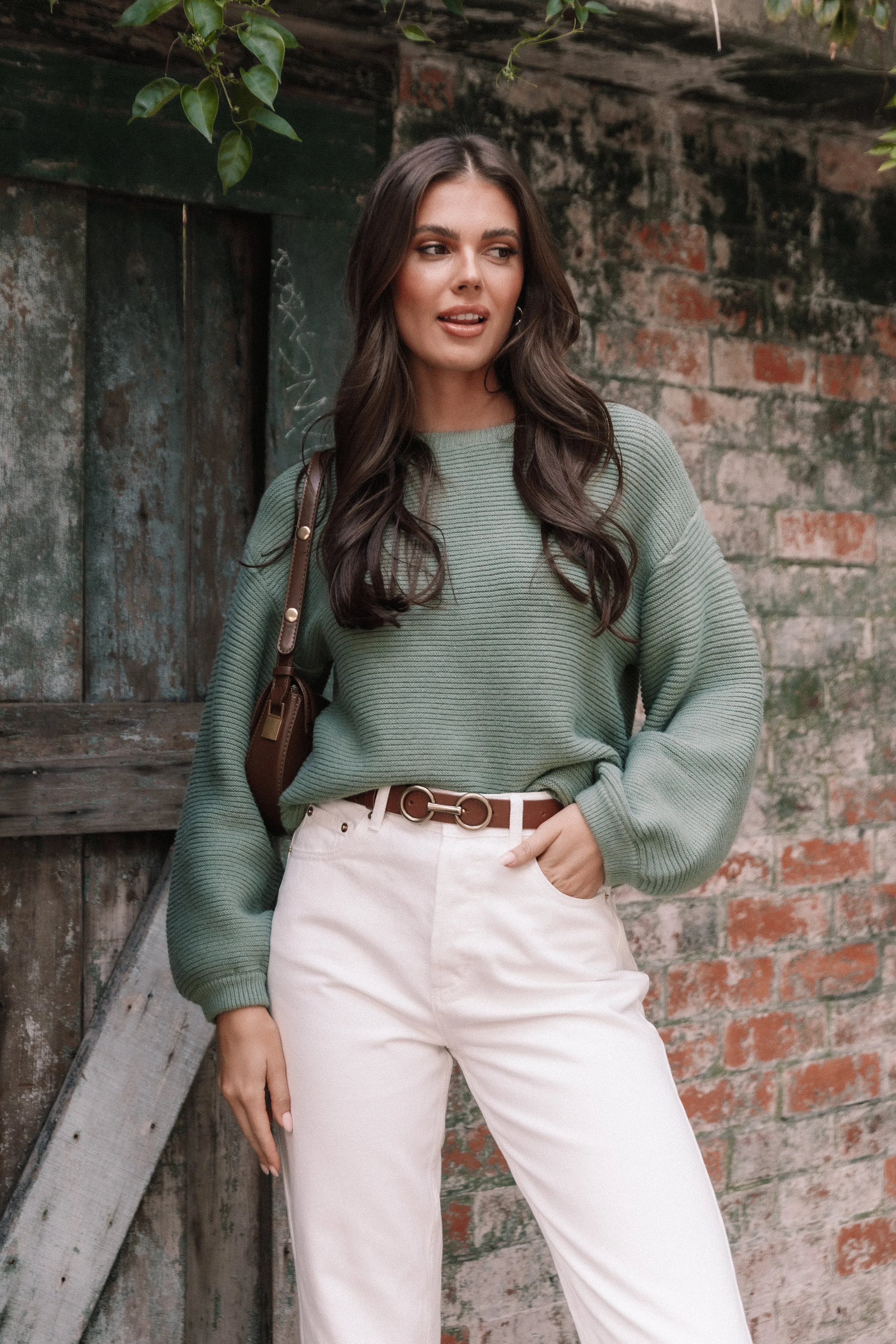 Lightweight Knit Comfort Stretch Lakelyn Textured Knit Sweater - Khaki