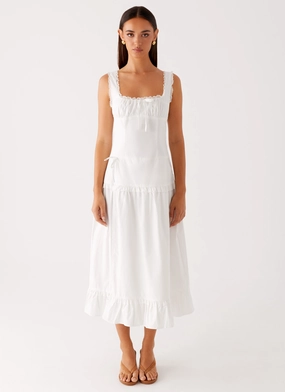 Quinn Midi Dress - White Dual Tones