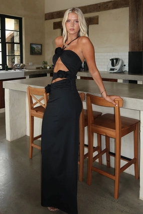 Ramsey Cut Out Maxi Dress - Black Hydrodynamic Silhouette
