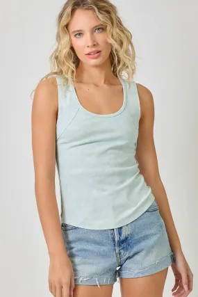 Raw Cut Edge Tank Top | Ice Blue, Vintage White Effortless Look Trendy Look FadeResistantPrint