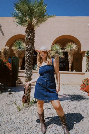 RAYLA DENIM DRESS MIDNIGHT Color-Blocked