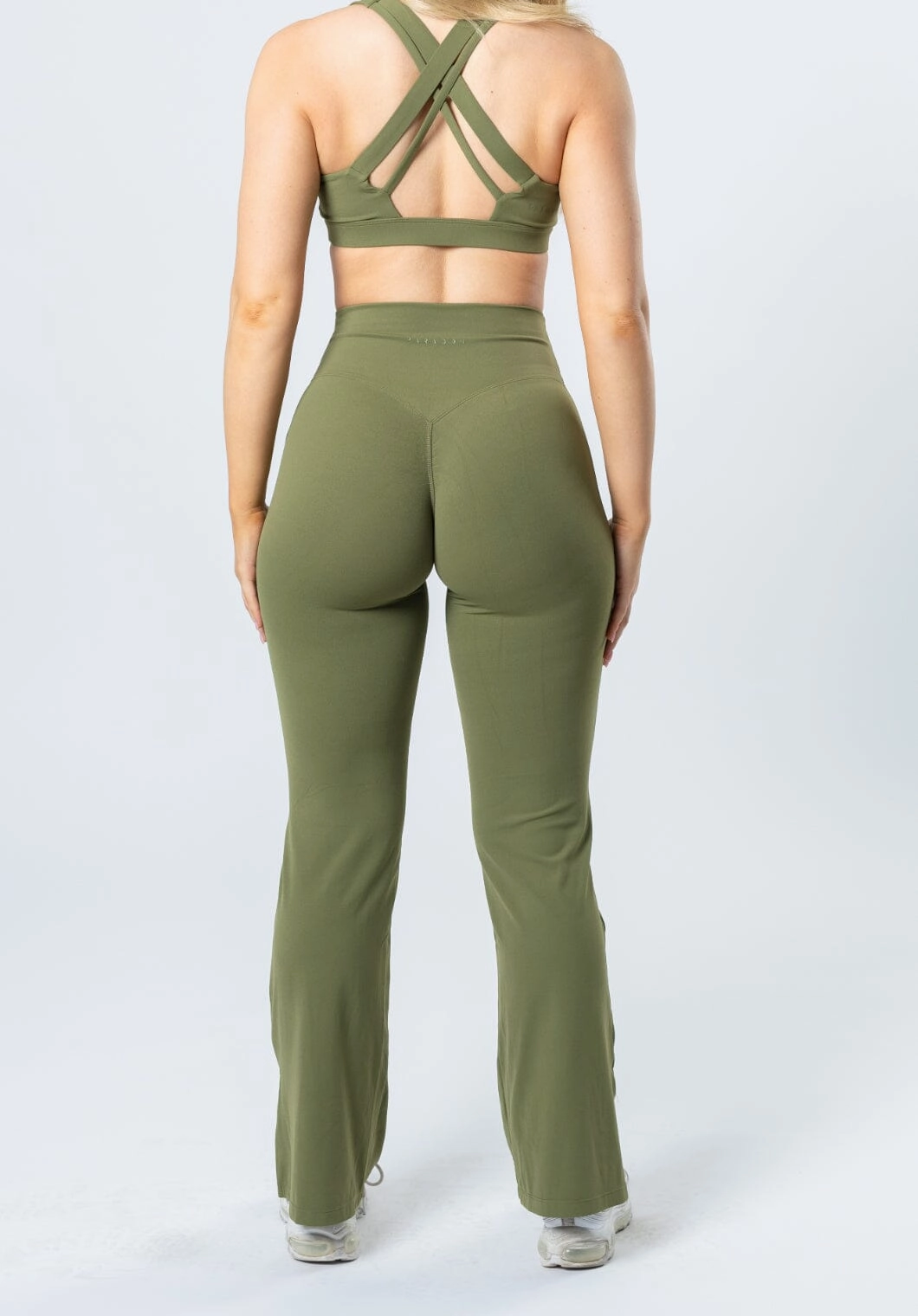 RecStretch Original Sculptseam? Plus Flare Legging 31" Olive Flexible Waistband Silicone Hem Trim