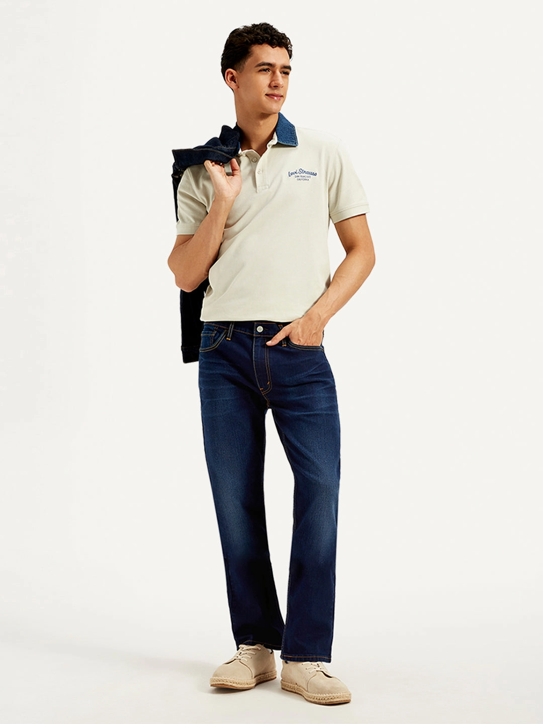 Durable Athlete Fit Travel Outfit Outfit Plan Men's 513 Navy Blue Slim Straight Fit Mid Rise Jeans