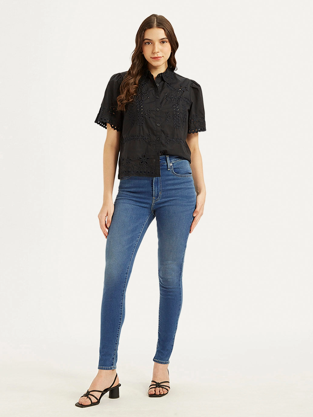 Women's Blue Mile High Wide Leg Fit High Rise Jeans Trend Friendly