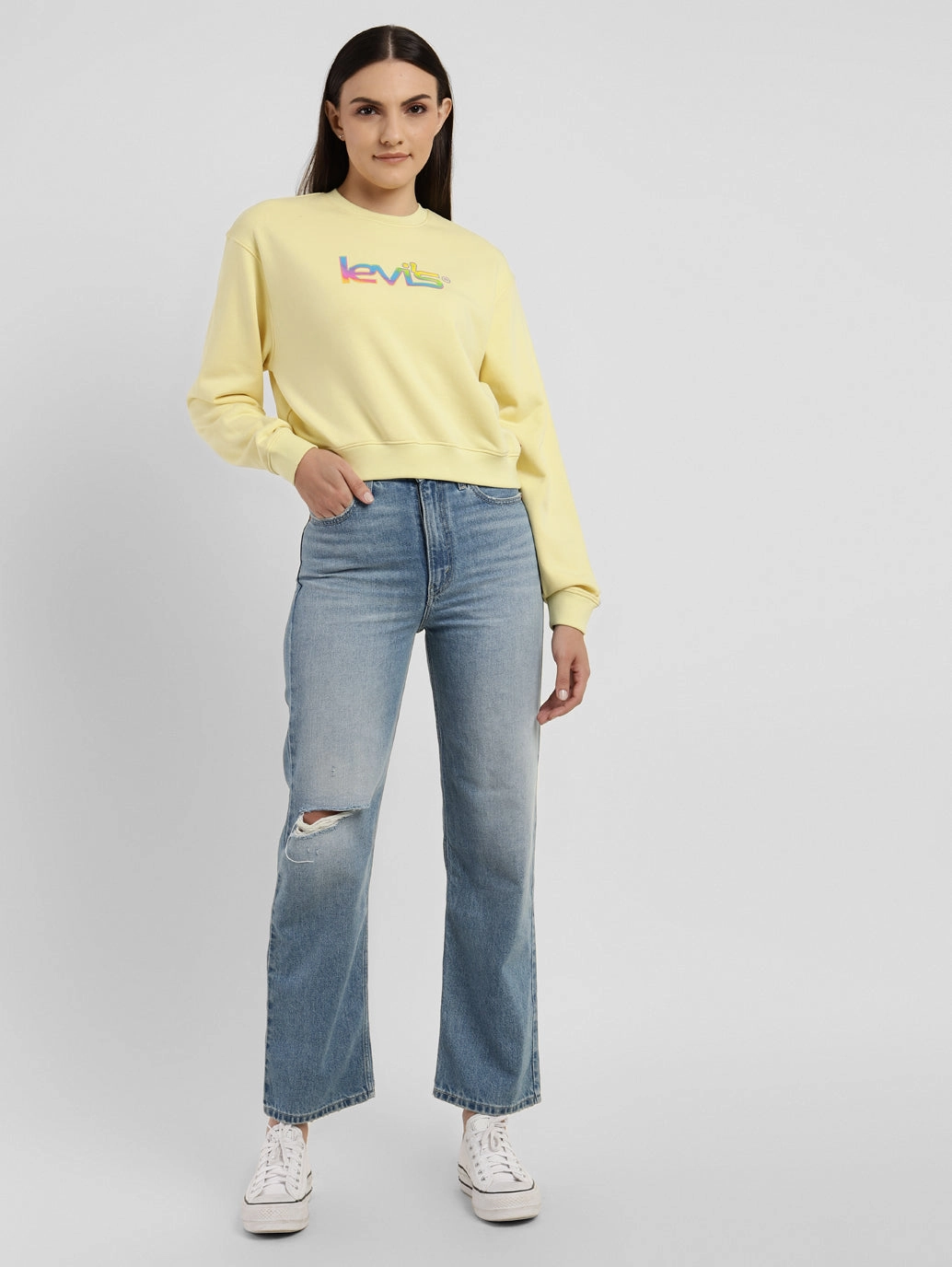 Slim Smooth Women's Blue Ribcage Straight Fit High Rise Jeans