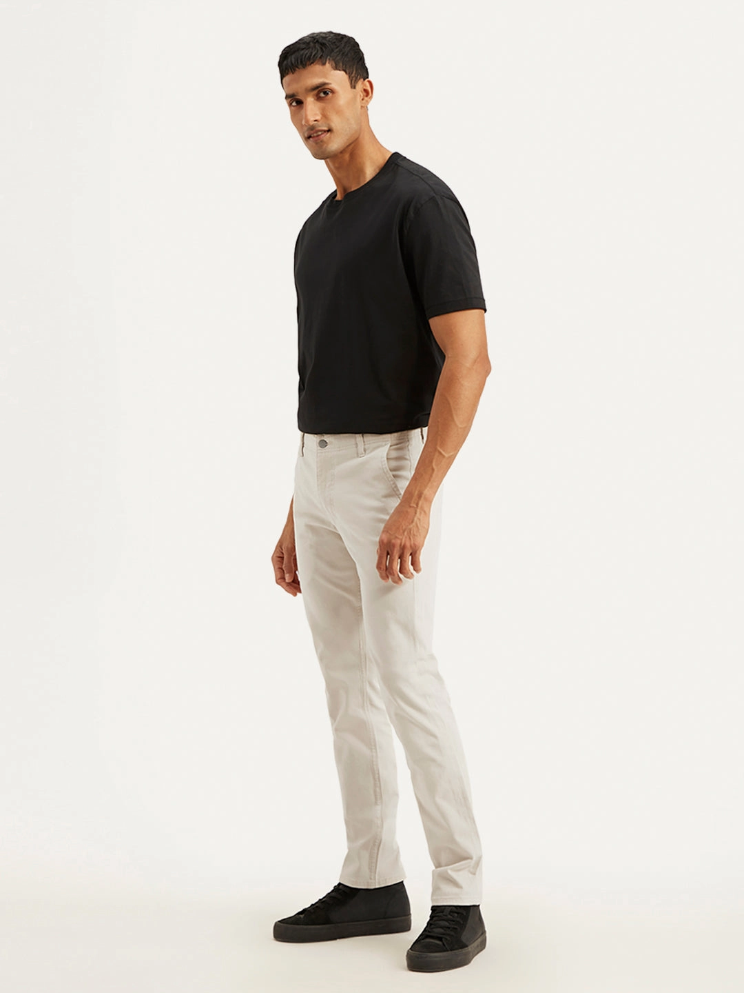 Men's Off White Slim Fit Chinos Hygienic Coating Flex Fit