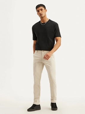 Easy Care Fabric Finish Ultimate Wear Men's Off White Slim Fit Chinos