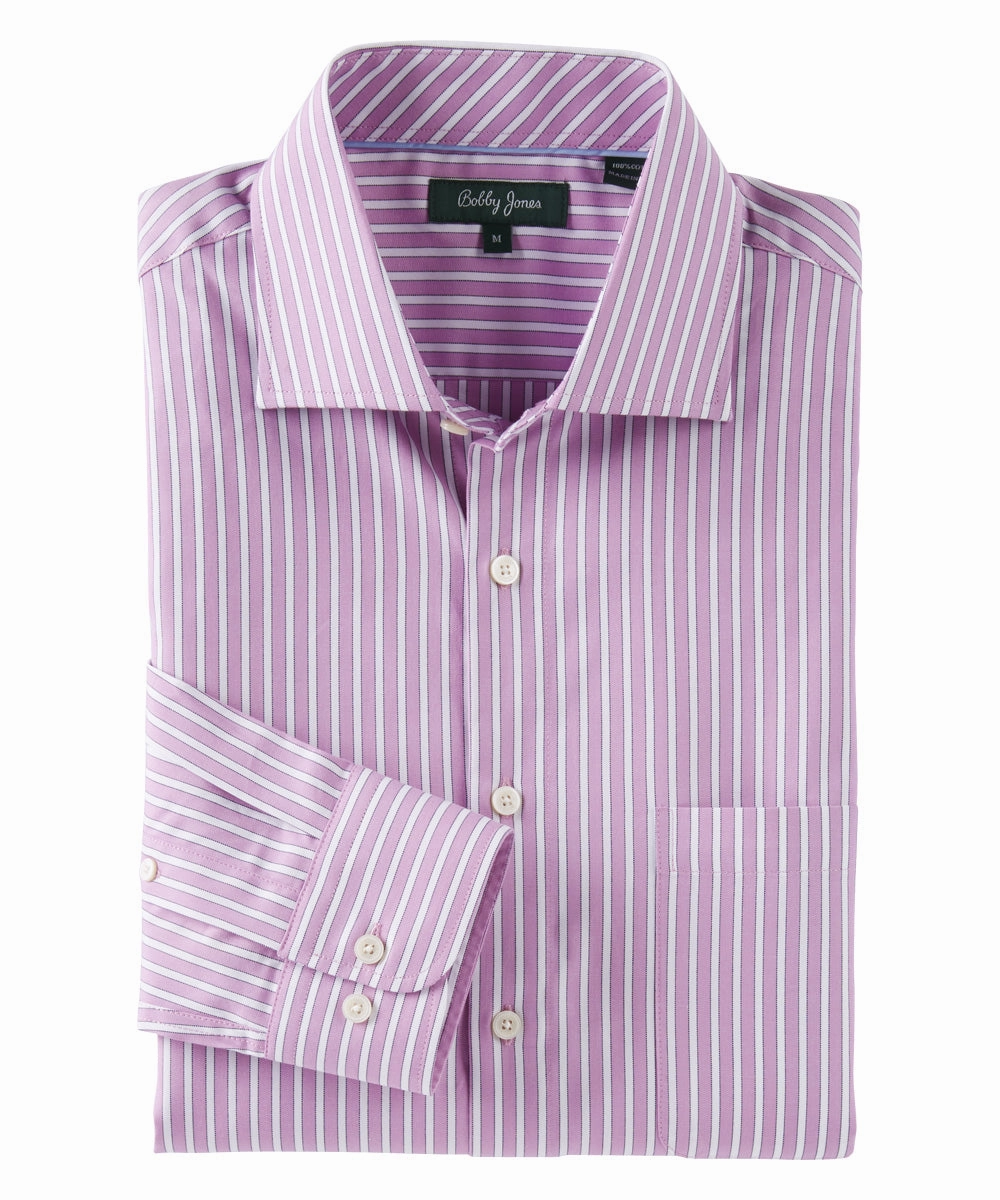 Flexible Shoulder Construction Timeless Wardrobe Regimental Stripe Long Sleeve Sport Shirt