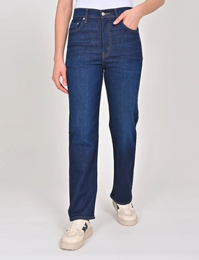 Women's Blue Ribcage Straight Fit High Rise Jeans Match With All Minimalist Trendy Everyday