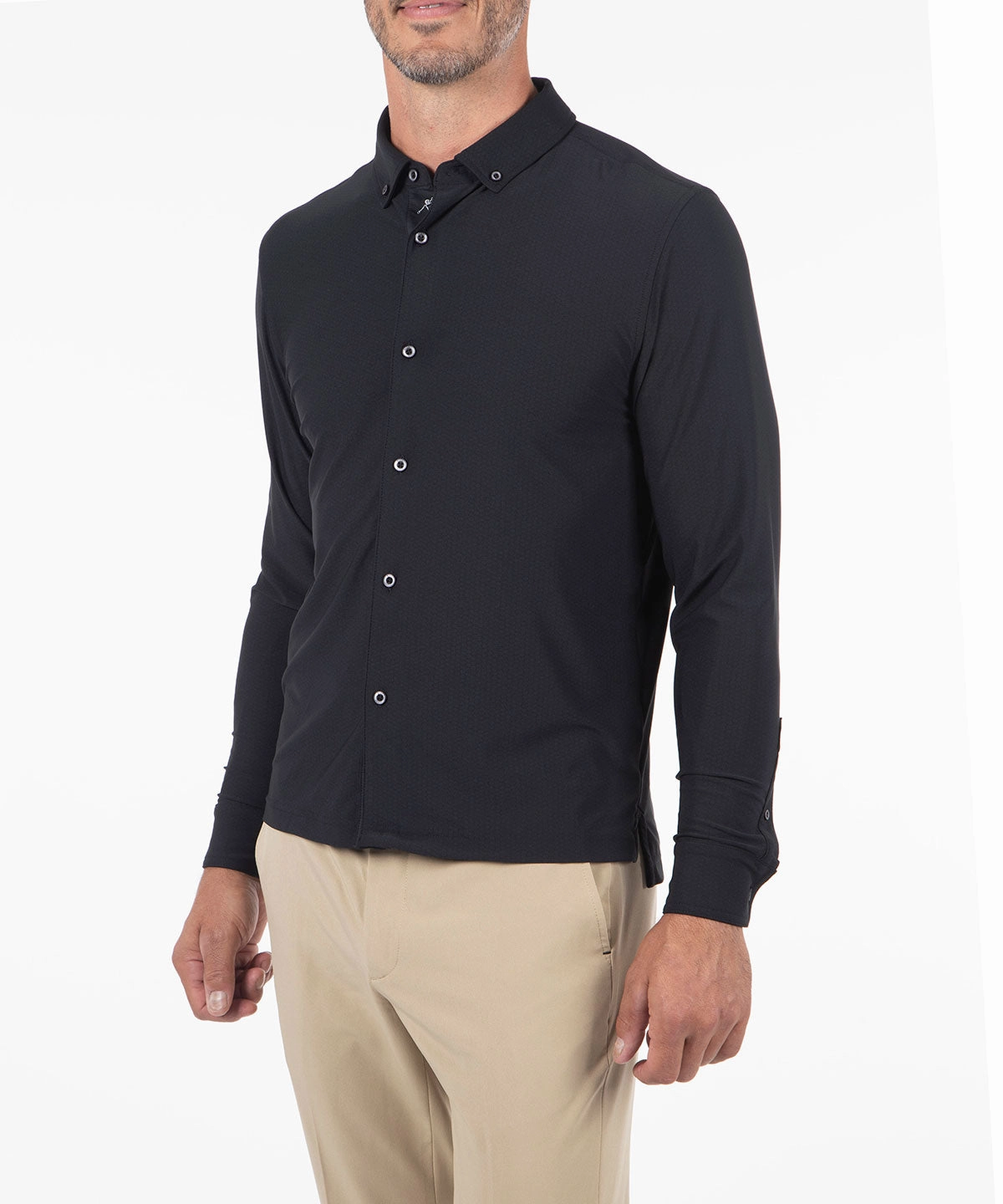 Formal Elegance Durable Button Closures Performance Jersey Balata Button-Down Long-Sleeve Sport Shirt