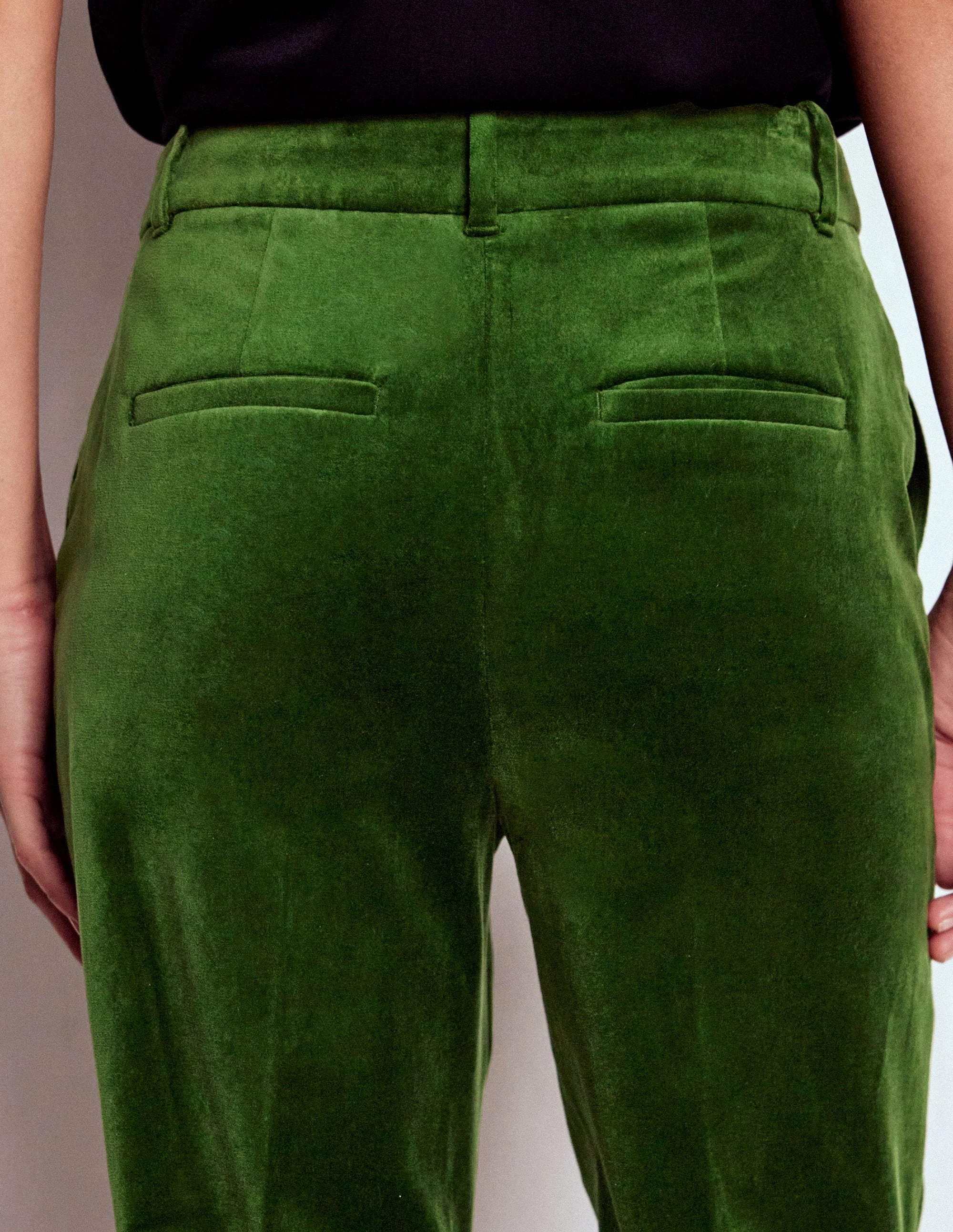 Canonbury Velvet Trousers-Green Fir Casual Movement Heat Dissipating