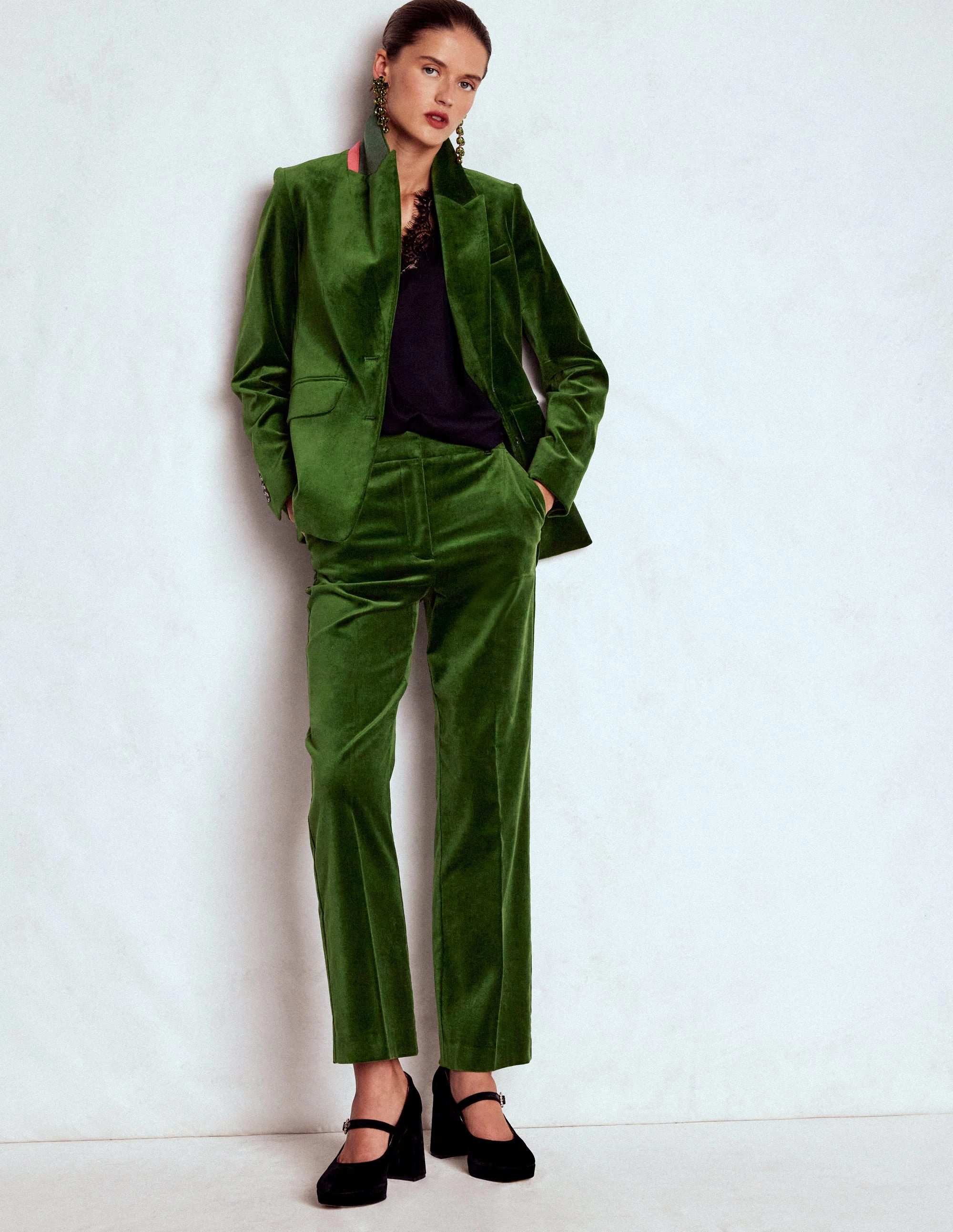 FlameRetardantTreatment Canonbury Velvet Trousers-Green Fir