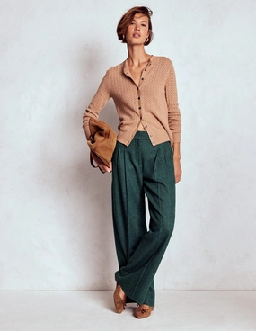 Kensington Wool Trousers-Green and Navy Herringbone Anti Pilling Finish