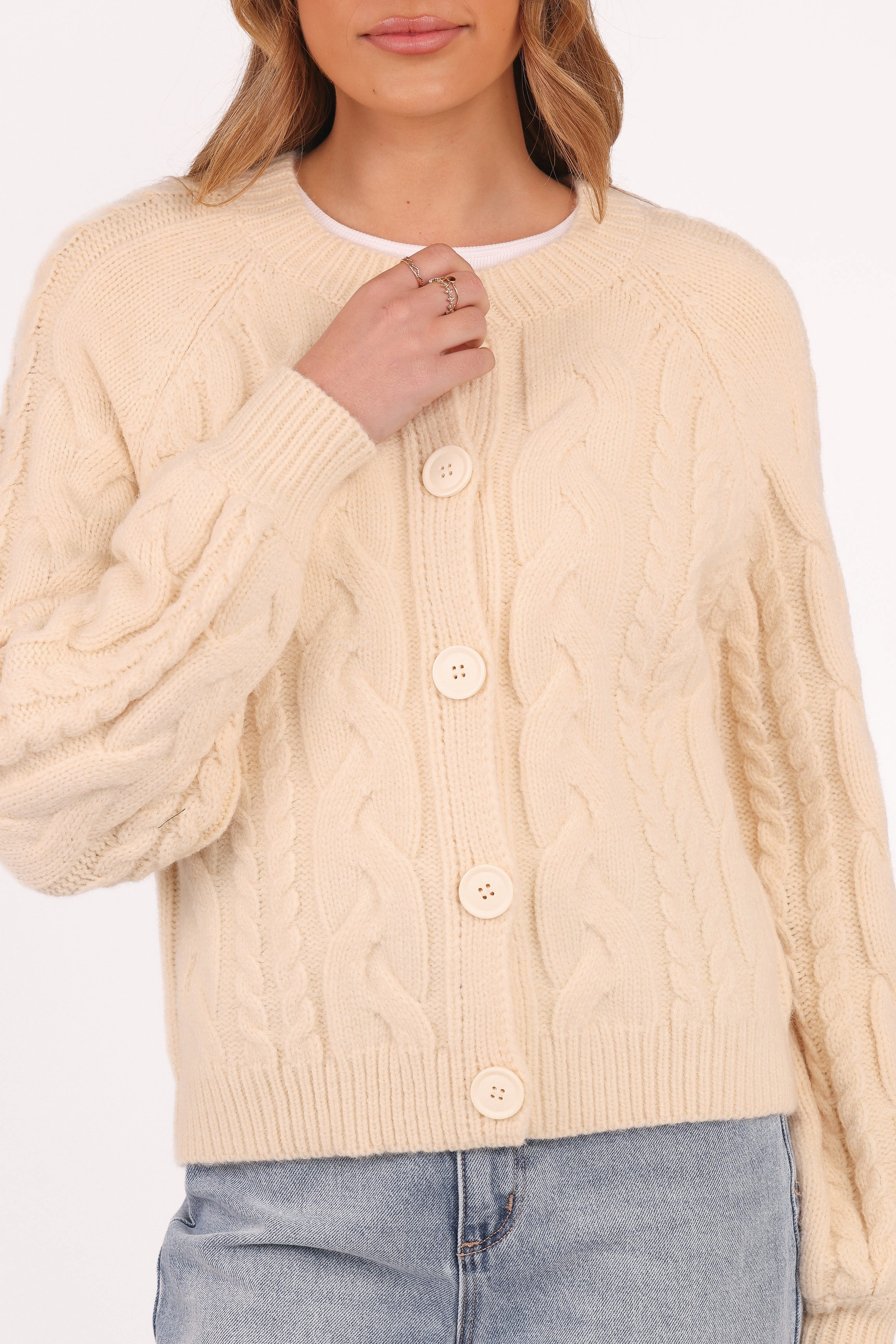 Nika Cable Knit Cardigan - Taupe ZeroWaste Manufacturing