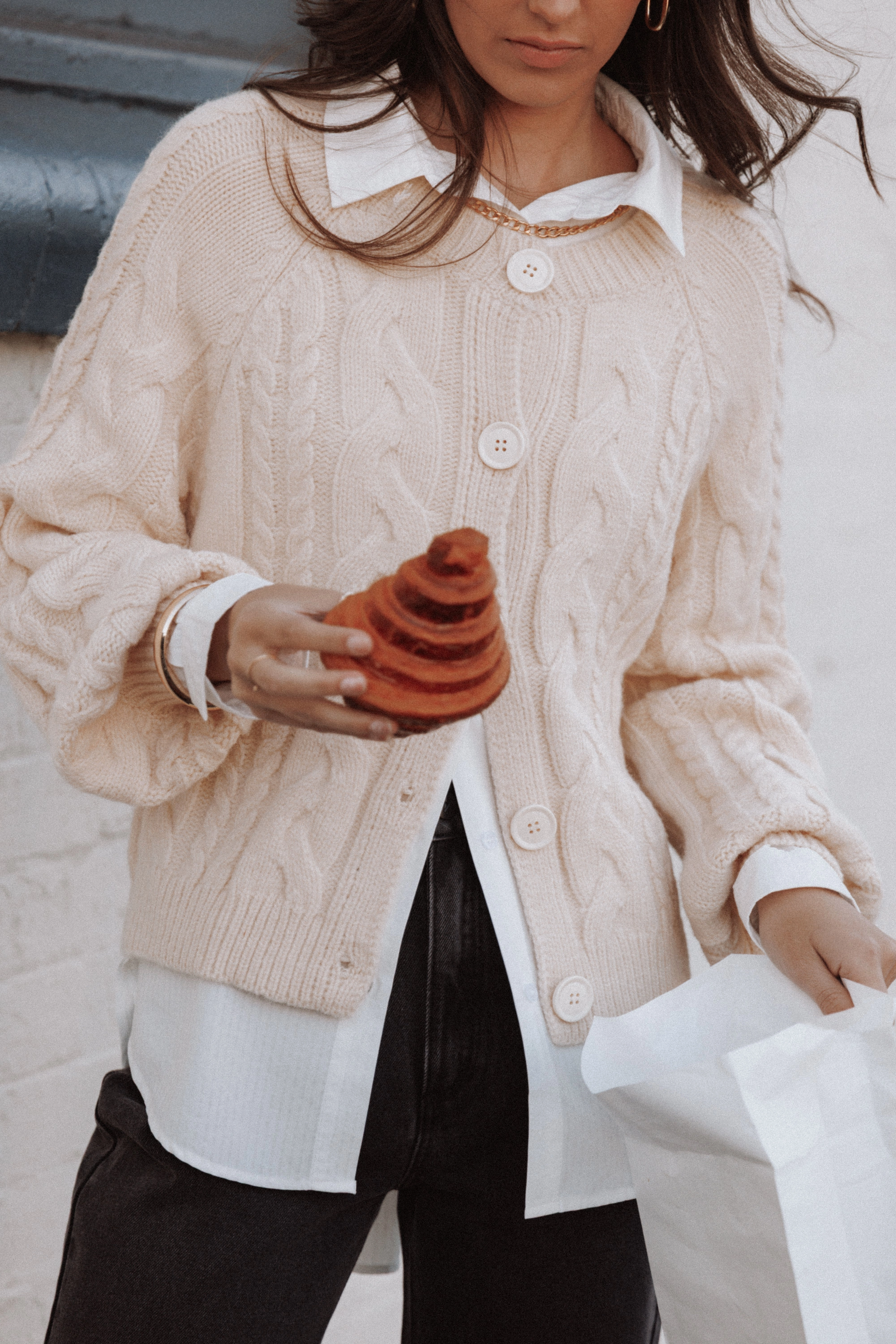 Wardrobe Must Sustainable Manufacturing Nika Cable Knit Cardigan - Taupe