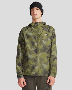 Pocket-it 2L Men's Rain Jacket v4 - Light Moss Tree Camo Print Reflective Detailing Compression Layer