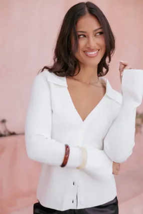 Airy Feel Circular Knit Design Zocco Long Sleeve Knit Top - Cream