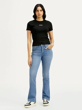 Women's 725 Med Indigo Flared Fit High Rise Jeans Night Out Everyday Holiday Vibes