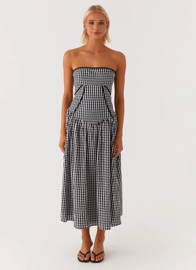 Street Mode Larnie Midi Dress - Black Gingam