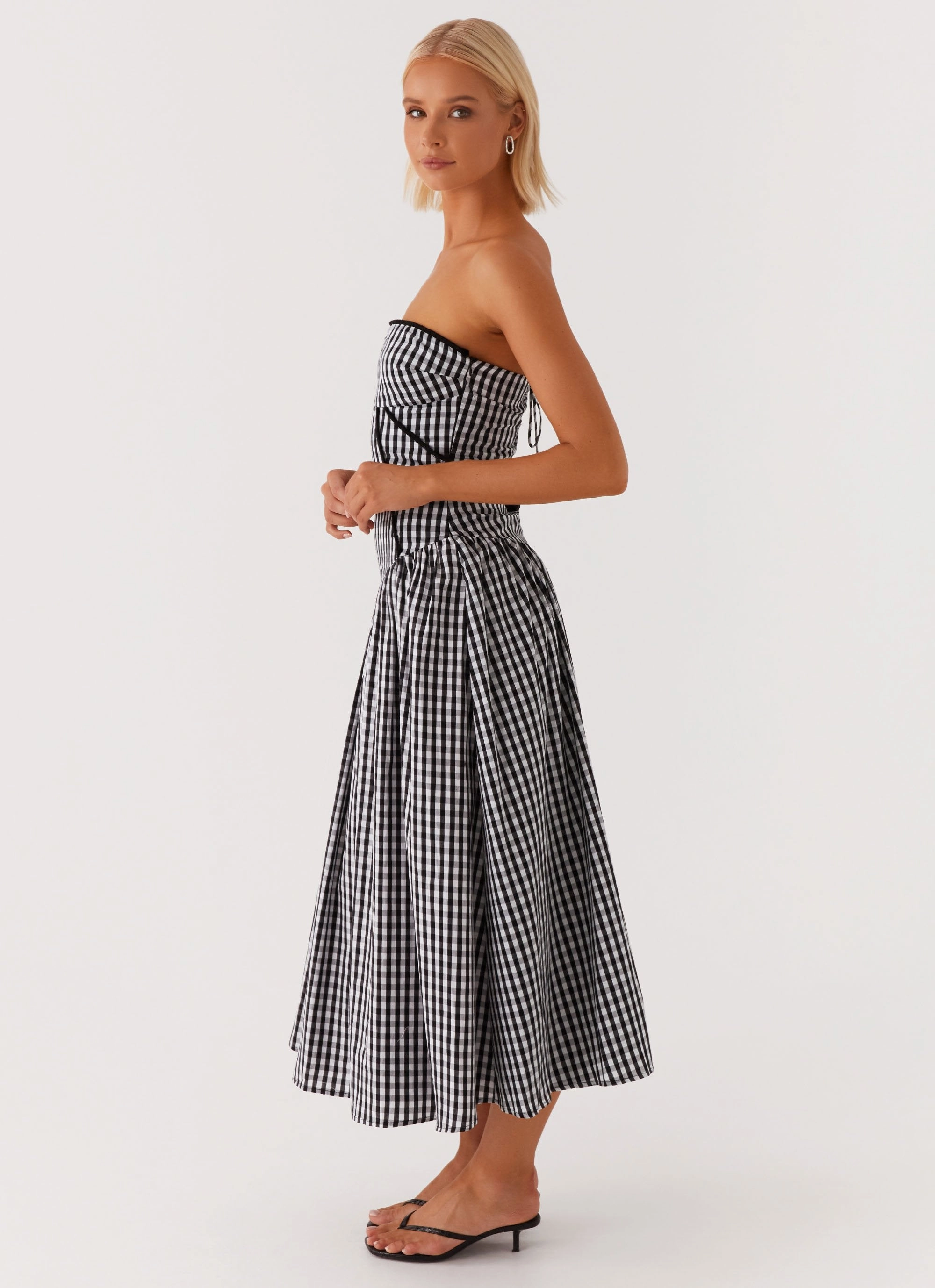 Larnie Midi Dress - Black Gingam Timeless Comfort Wear