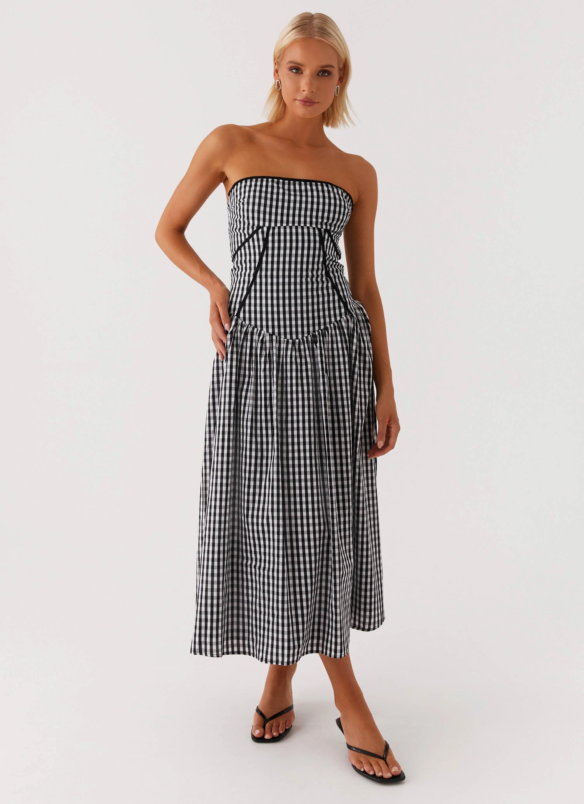 Larnie Midi Dress - Black Gingam Classic A-line design Country View