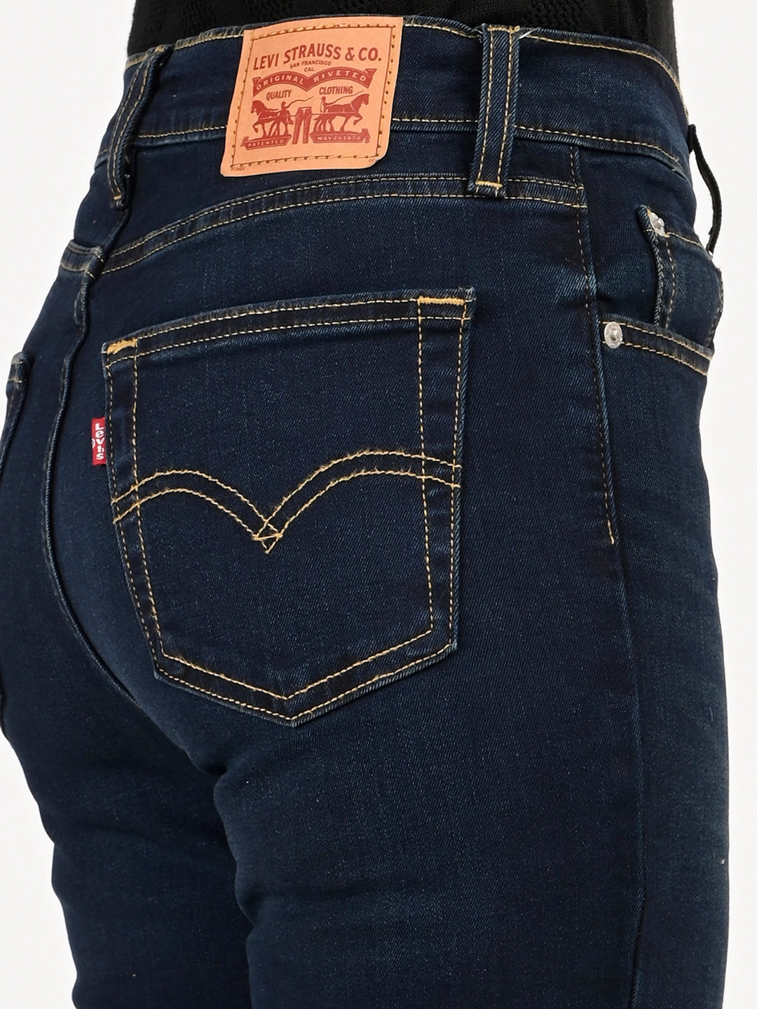 Women's 724 Dark Blue Slim Straight Fit High Rise Jeans Stylish Adult Fashion