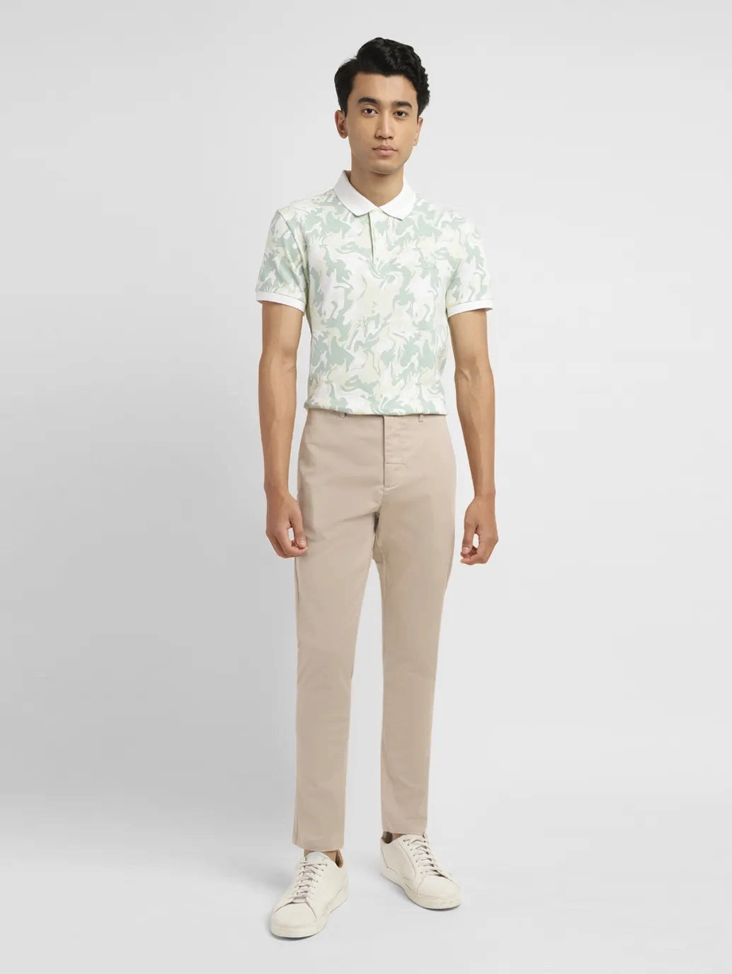 Men's Beige Slim Fit Chinos Tough Flex