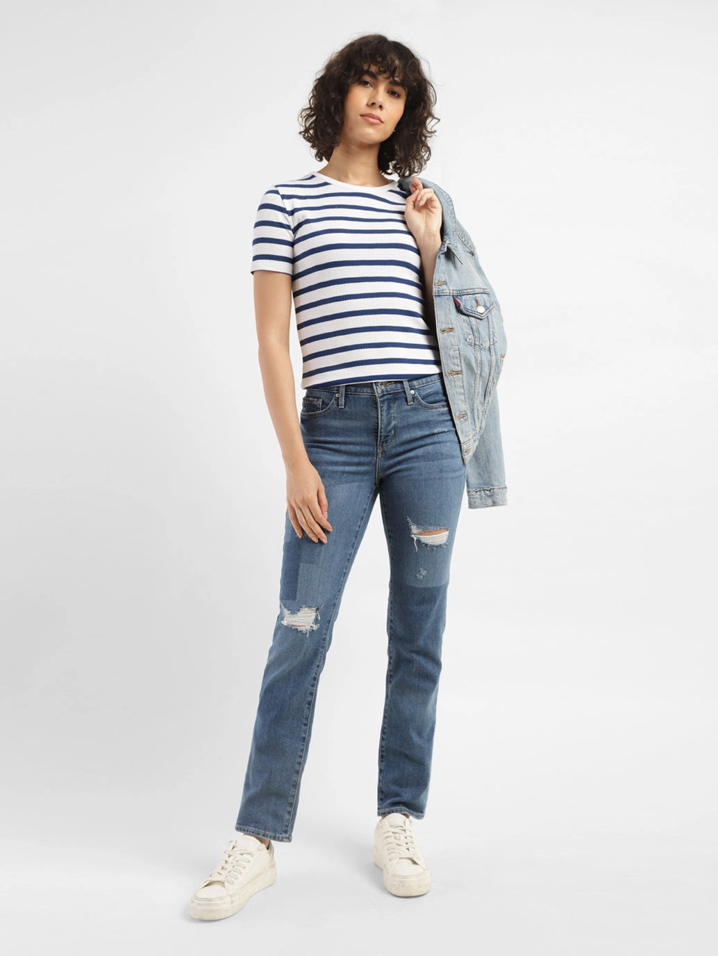 Women's 312 Blue Straight Fit Mid Rise Jeans Basic Outfit