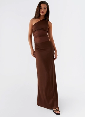 Pleat Breeze effortless grace Juliette Maxi Dress - Chocolate