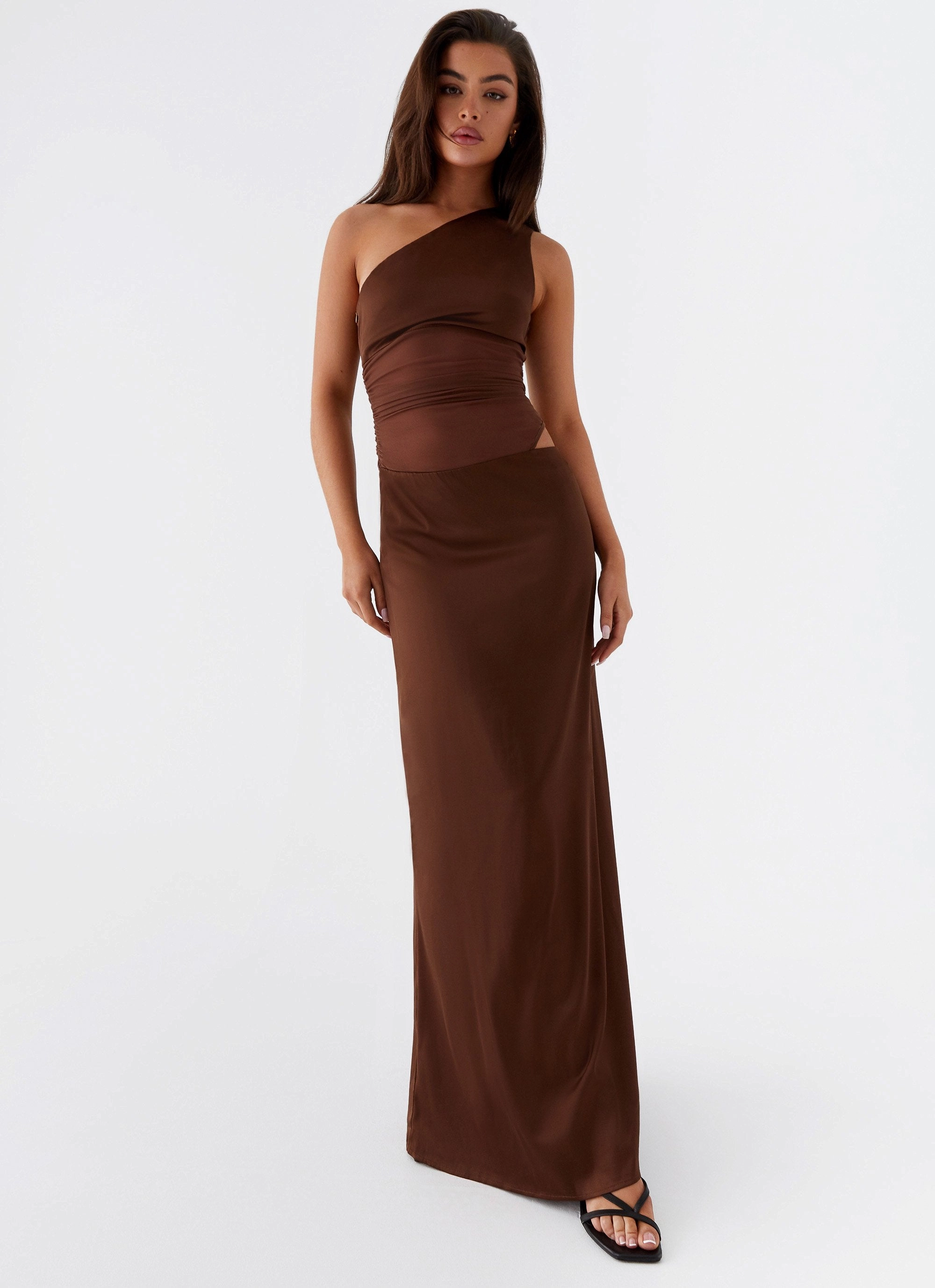 Pleat Breeze effortless grace Juliette Maxi Dress - Chocolate