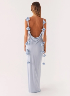 Back Detail Simona Maxi Dress - Pastel Blue