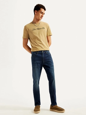 Men's Redloop 512 Dark Blue Slim Tapered Fit Mid Rise Jeans Simple clothing Permanent Crease Retention