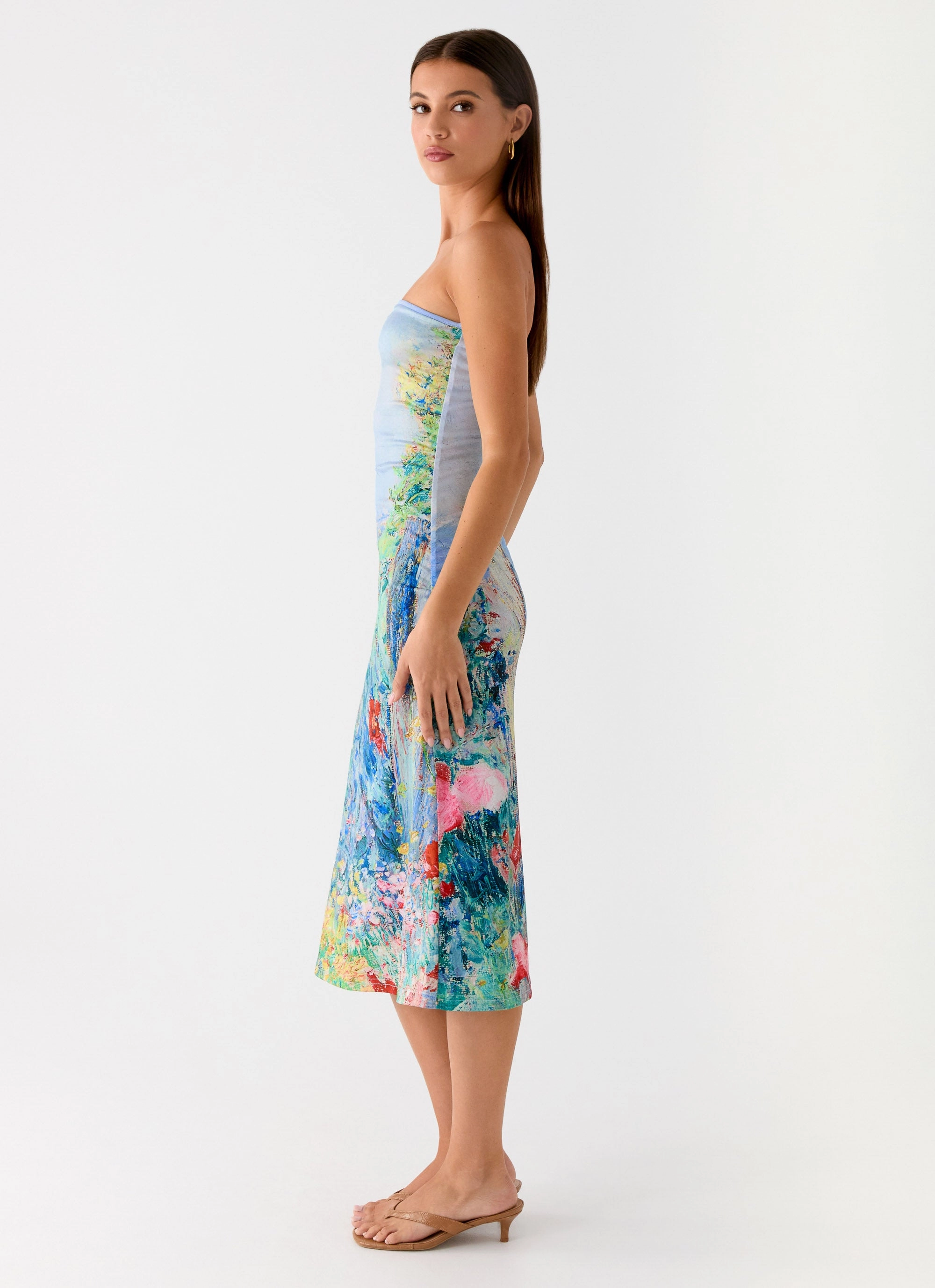 Casual Style Urban Feel Niko Strapless Midi Dress - Spring Garden