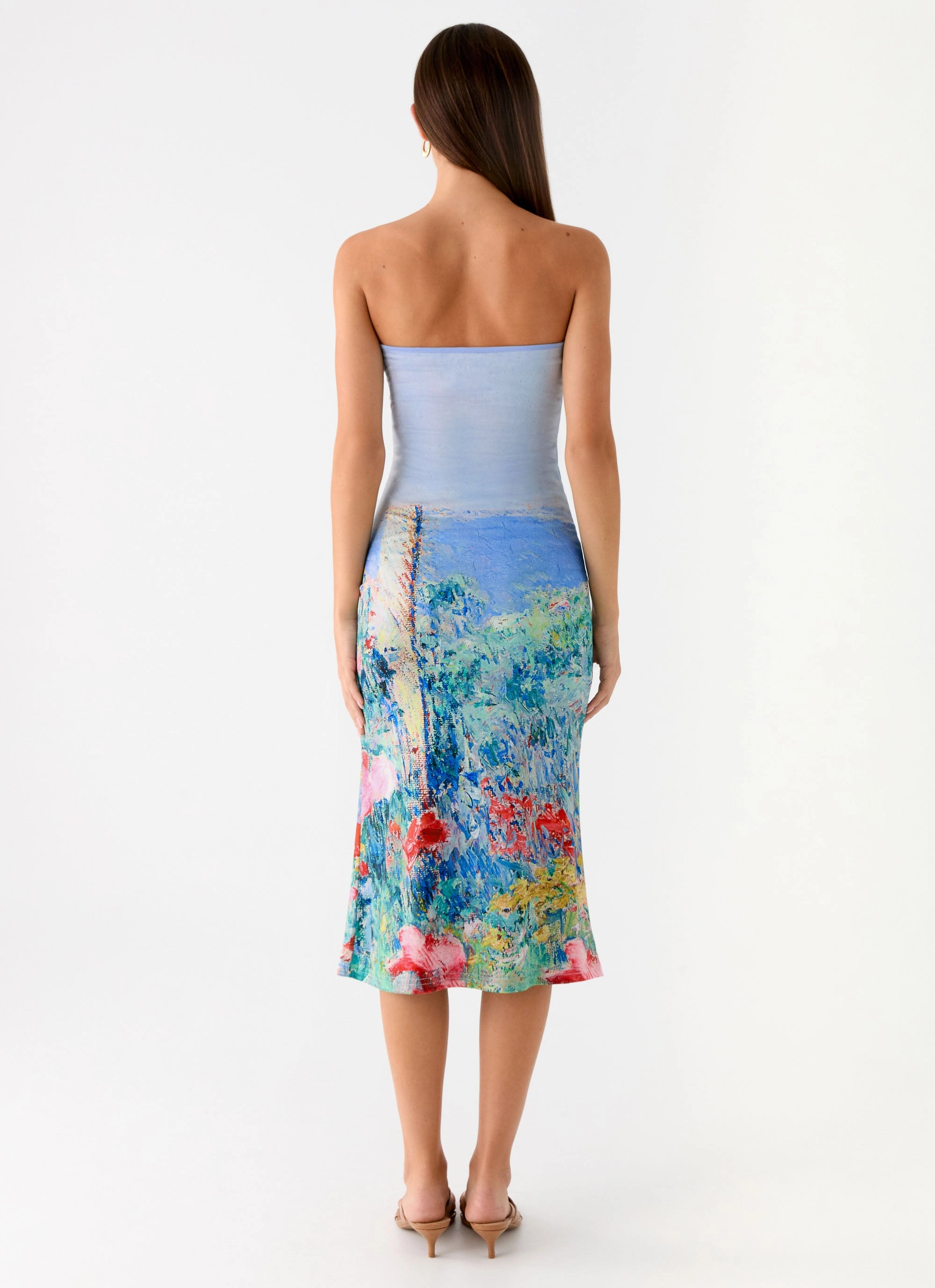 Niko Strapless Midi Dress - Spring Garden Airy Drape Capsule-Wardrobe