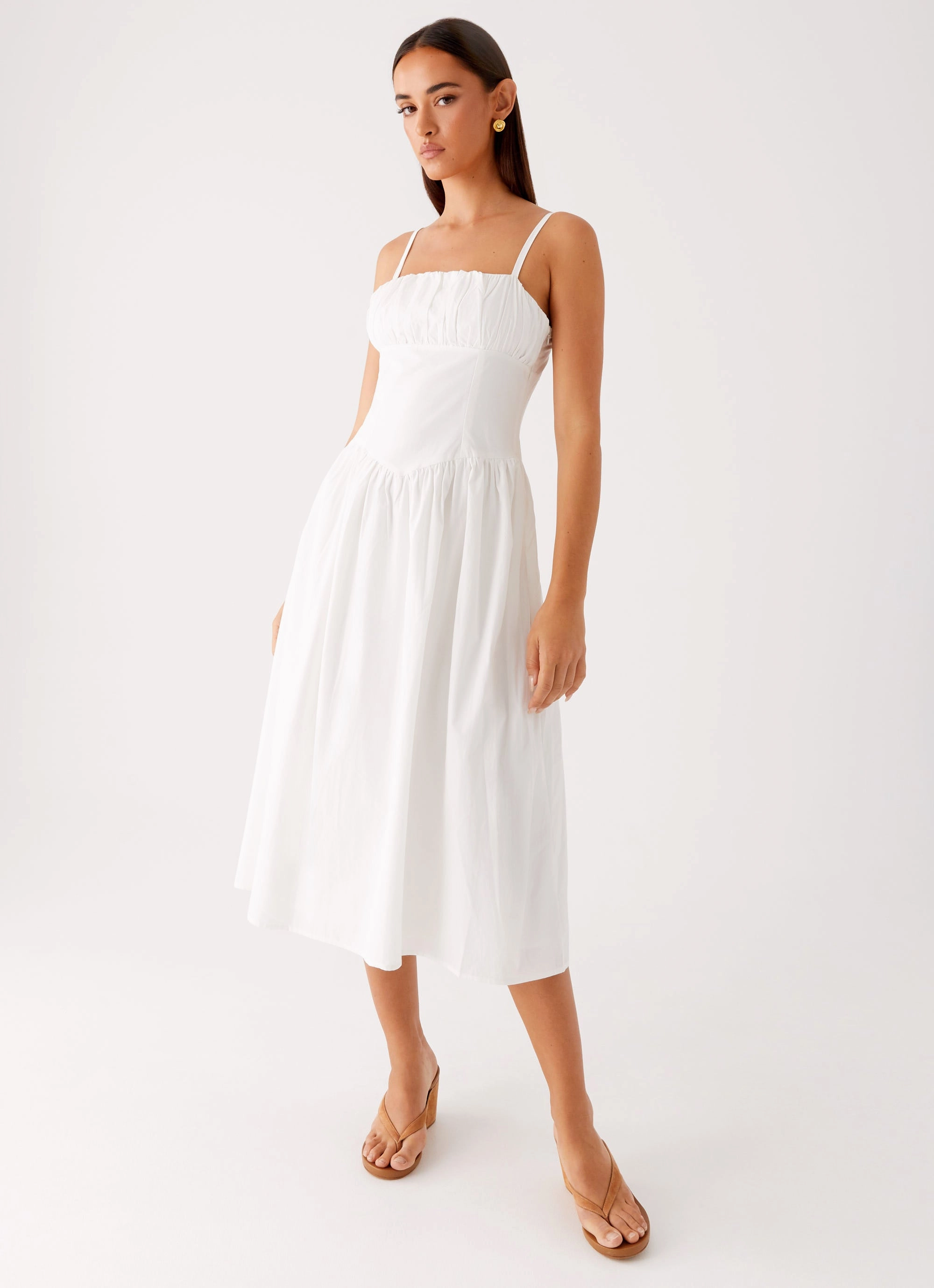 Bright Mood Year Rounder Phillipa Midi Dress - White