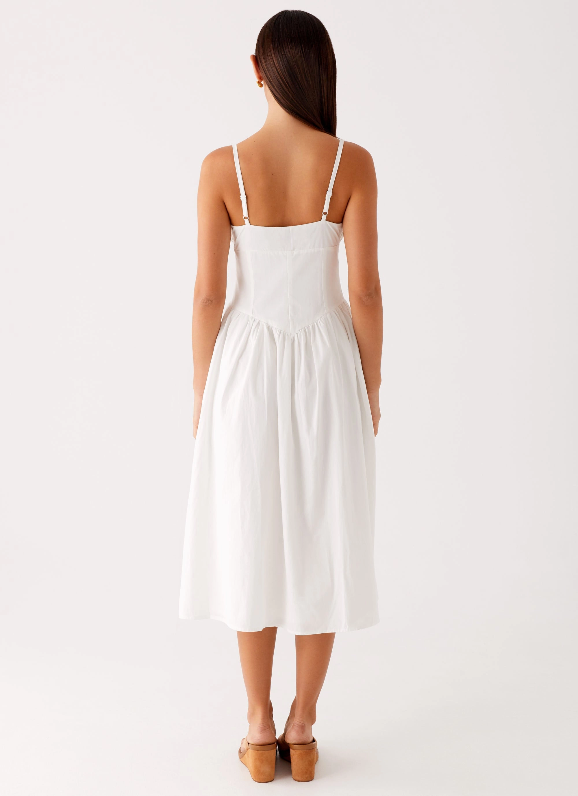 Midnight Mood Feminine Charm Phillipa Midi Dress - White