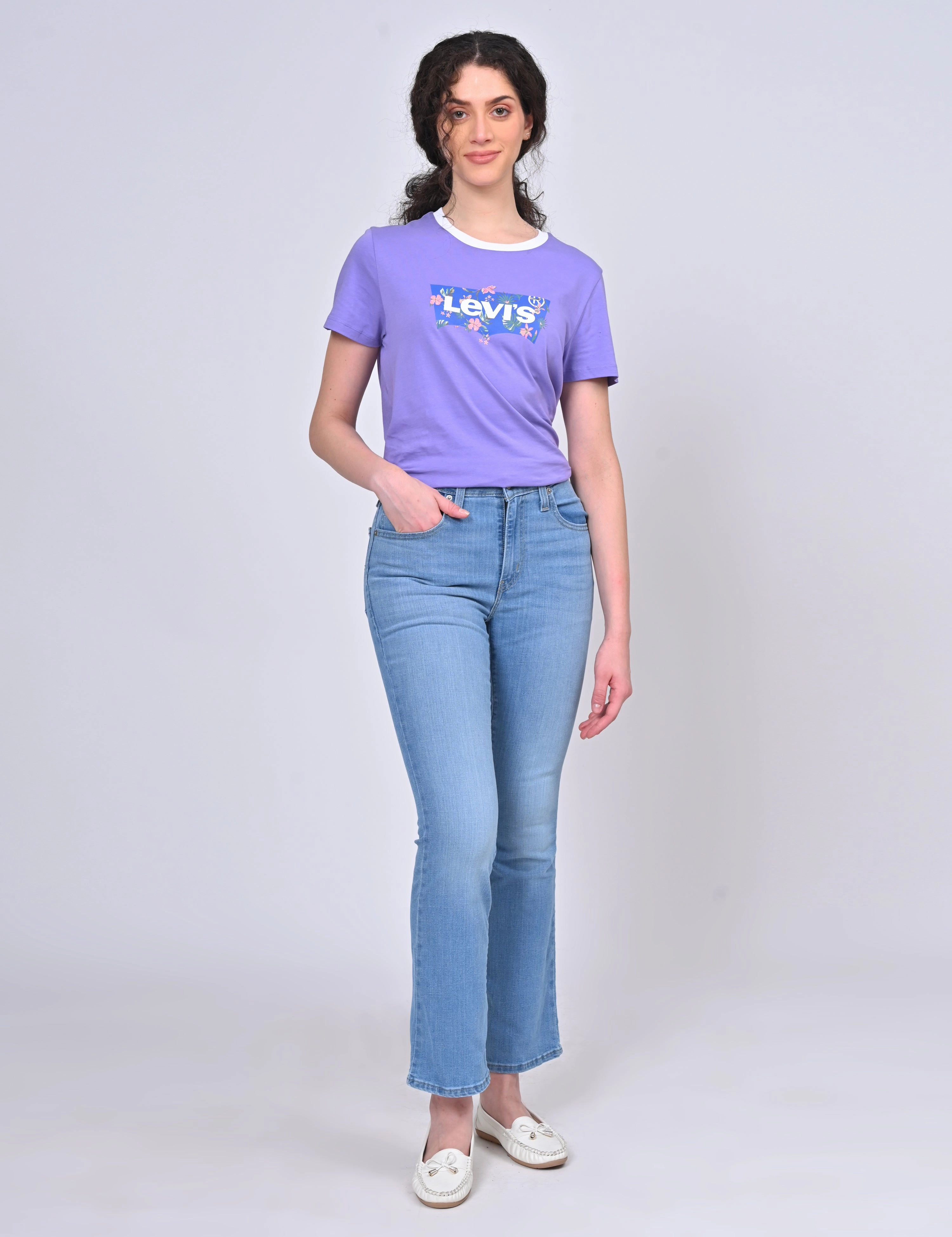 Water Efficient Wash Process Women's 725 Blue Flared Fit High Rise Jeans