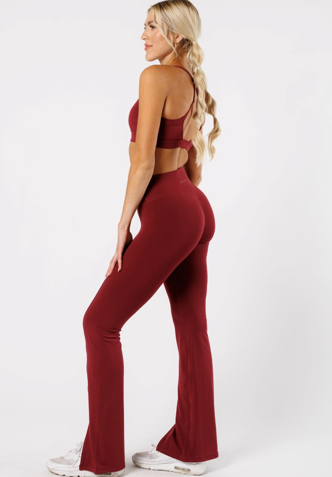 Reluna? Front Slit Sculptseam? Flare Leggings 34" Red Velvet Casual Day Pro Athlete Layering Essential