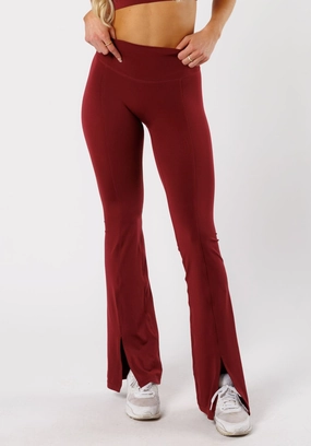 Reluna? Front Slit Sculptseam? Flare Leggings 34" Red Velvet Breathable Fit Wear For Teens Ultra Light