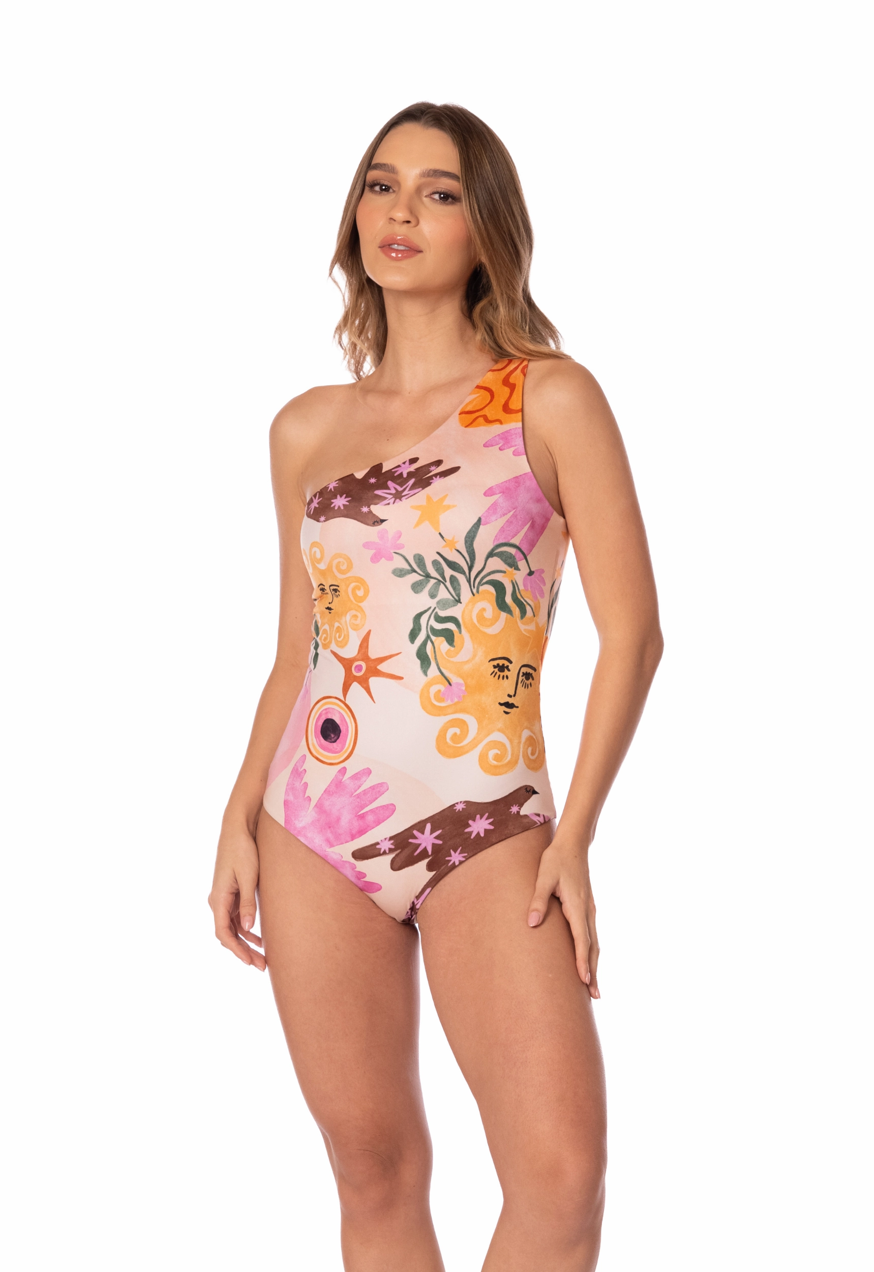 Renacer One Shoulder One Piece Compressive Fit Resort Time