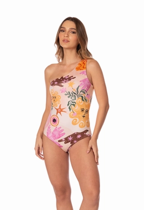 Renacer One Shoulder One Piece Compressive Fit Resort Time