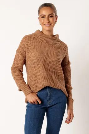 Rayne Turtleneck Knit Sweater - Beige Mood Wear