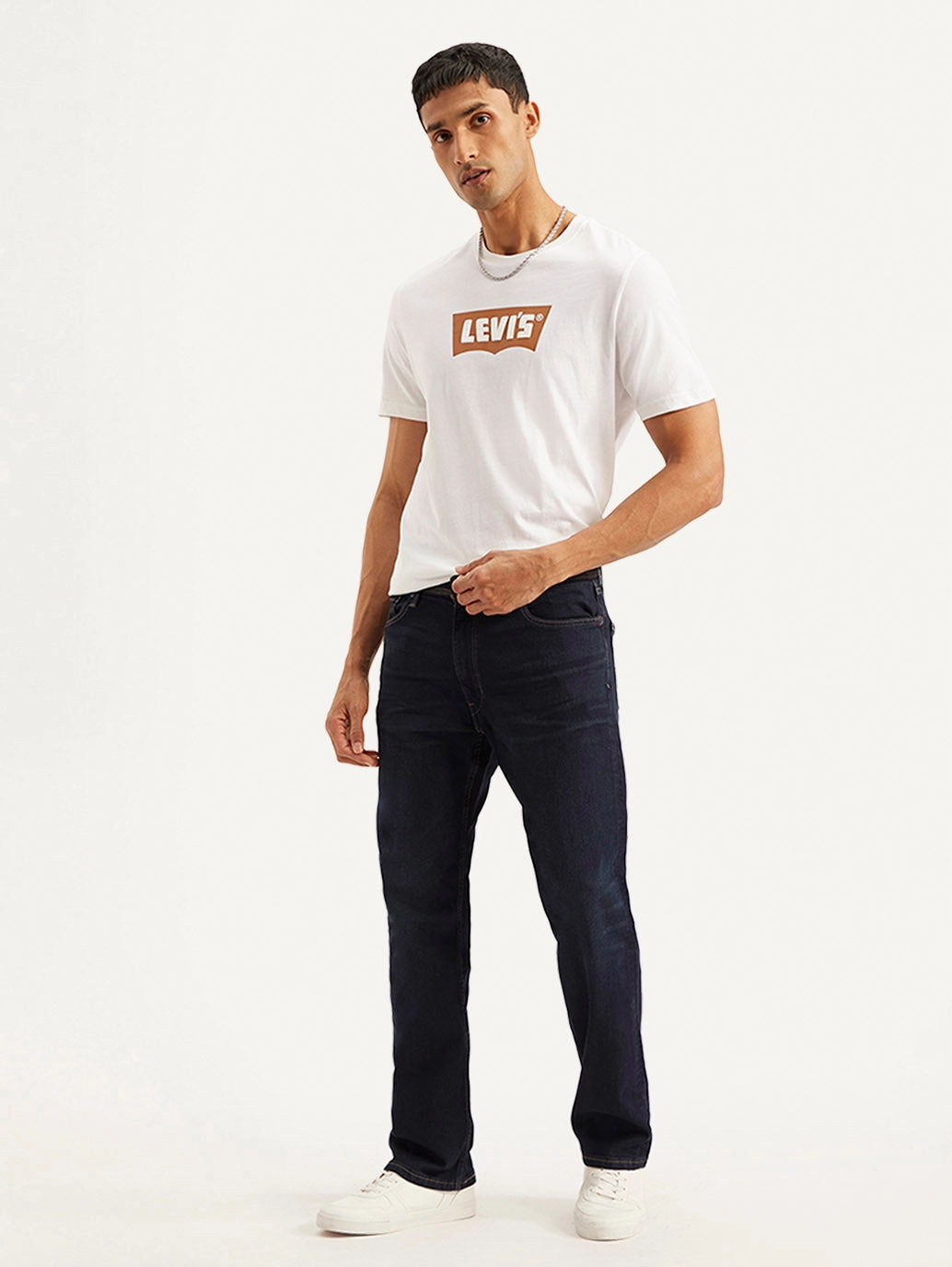 Men's 555 Navy Blue Relaxed Straight Mid Rise Utility  Jeans Everyday Party Look